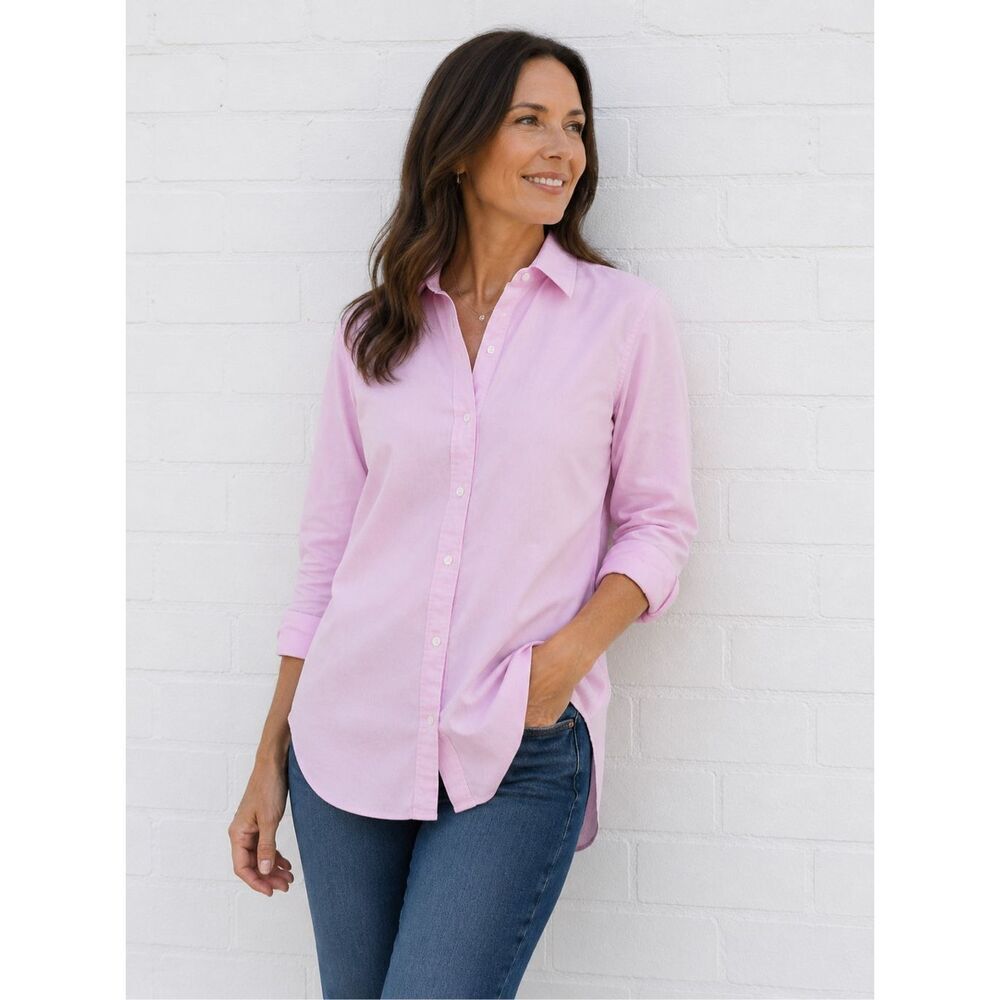 Ann Mashburn Women's Size Small Pink Director Shirt Light Oxford Pink Button Up